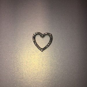 Sterling Silver Heart Necklace Pendant w/ Crystals